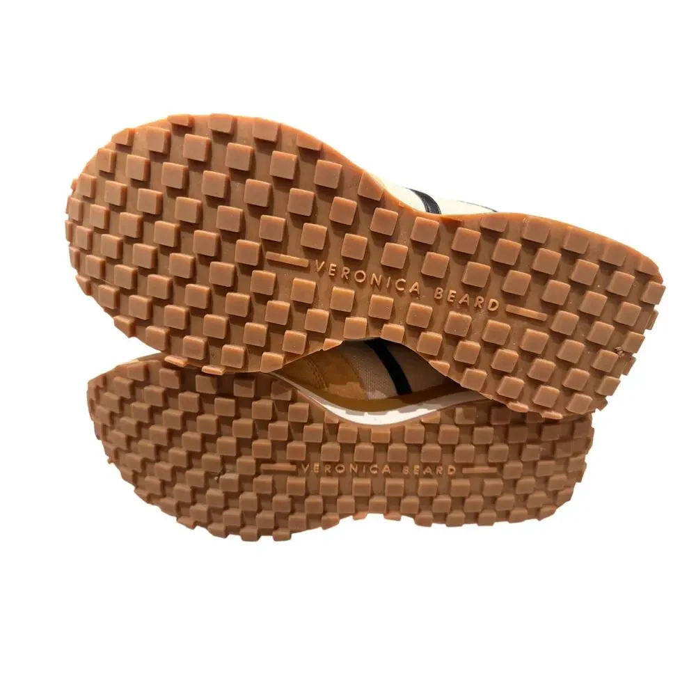 Veronica Beard Retro Runner Canvas Suede Sneaker Tan Cream Black Size 11 - Picture 2 of 8